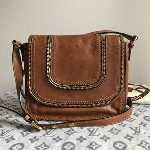 Michael Kors Brown and Gold Leather Crossbody Bag